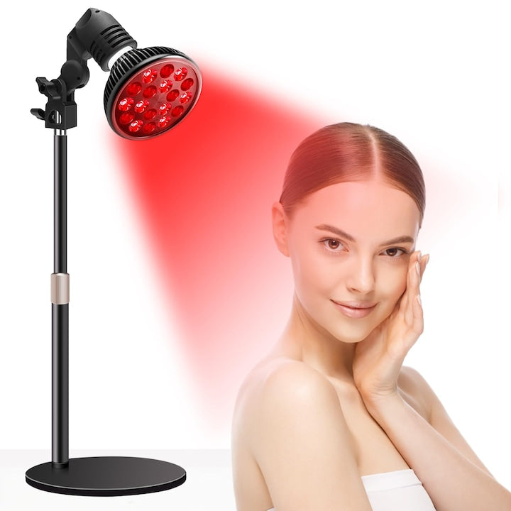Lampa pentru terapie cu lumina rosie  cu suport reglabil  WALALLA  combo cu lumina rosie de 660 nm si lumina infrarosie aproape de 850 nm  dispozitiv de terapie cu lumina infrarosie acasa  pentru uz facial si corporal