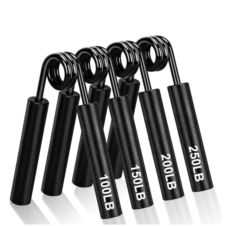 Set 4 flexor pentru fitness  100LB/150LB/200LB/250LB  pentru antrenament antebrat  exercitii recuperare maini  Negru