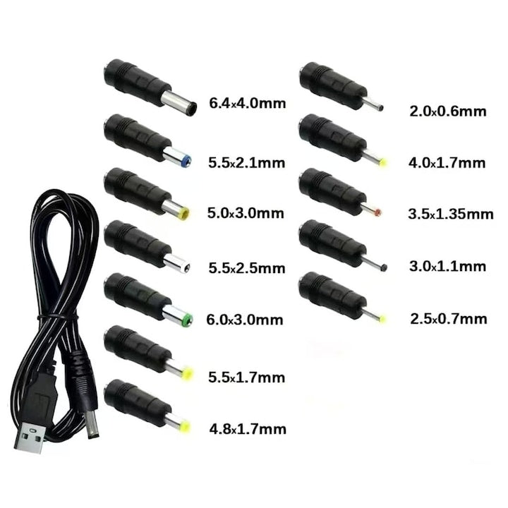 11-in-1 Universal Power Adapter with 11 Tips, Compatible with Laptops, Routers, Gaming Consoles, Smart Technology with Automatic Voltage Detection 3V-12V, Storage Case Included