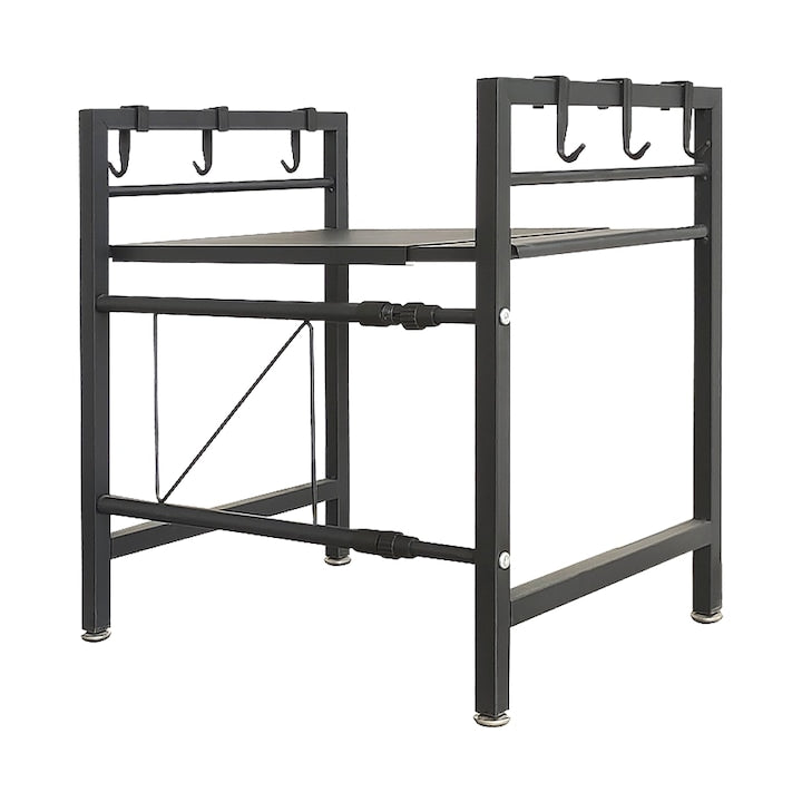 Suport pentru cuptor cu microunde  TopGearWorld  Extensibil  2 Niveluri  6 Carlige  Negru