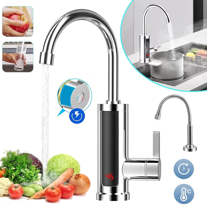 Robinet electric de încălzire instantanee CHOOLY  3000W  rotire 360°  argintiu  35x12x20cm