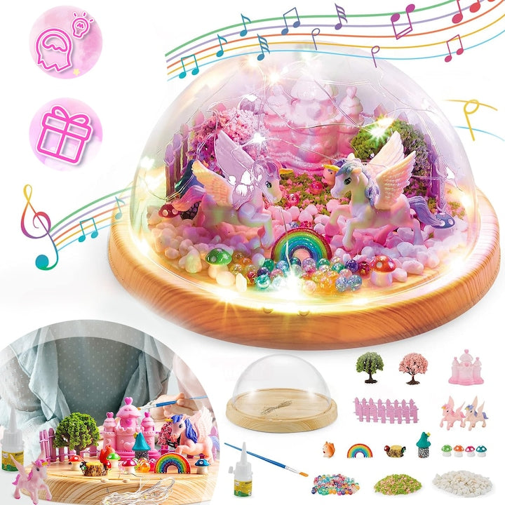 Set kituri de meșteșuguri pentru copii  CHOOLY  lampă de veghe unicorn  cutie muzicală  roz  17  6cm