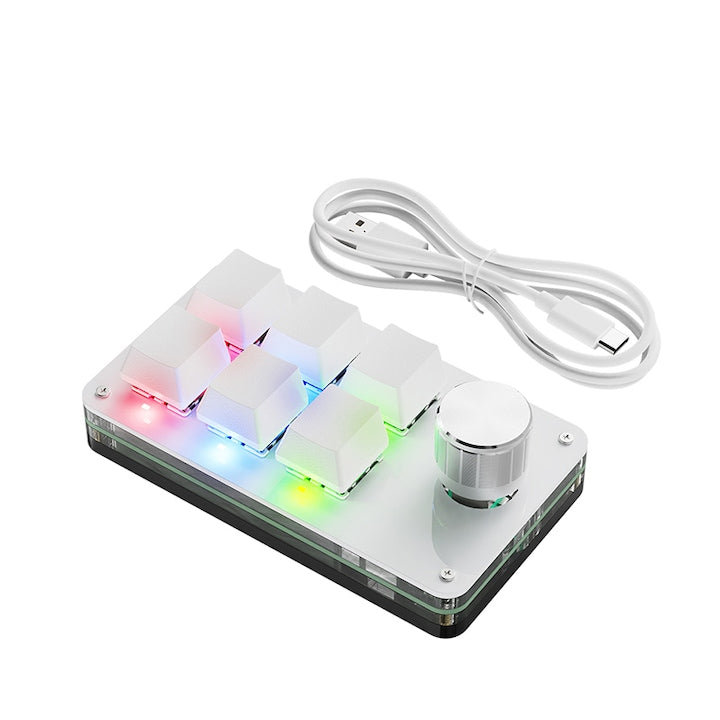 Mini Tastatura Mecanica  Duueyct  6 taste  compacta  Macro keyboard pentru jocuri  software  modelare 3D  Personalizabila si Programabila  Conexiune USB  ALB