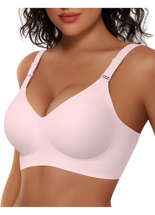 TUNANAN - Sutien fara sarma dama  bustiera fara cusaturi push up  bra moale confortabil  Decolteu in V sexy  Roz
