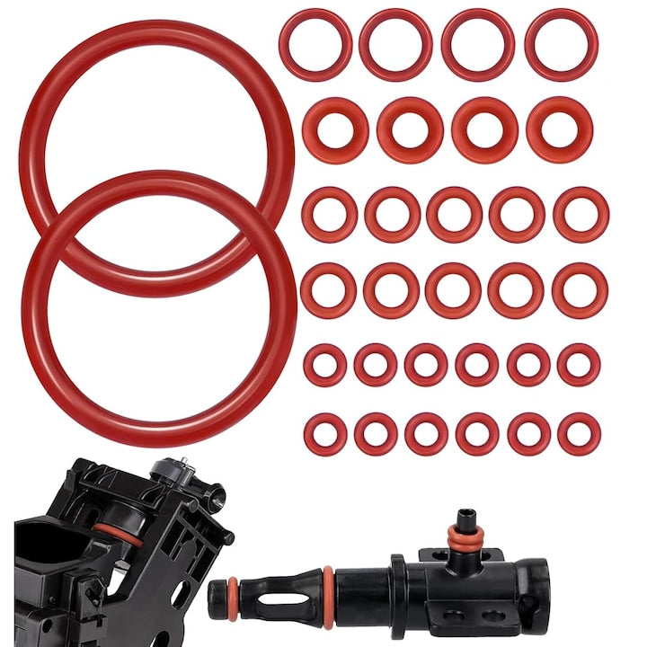 Set of 45 Coffee Machine Gaskets for Coffee Machine Maintenance compatible with Philips/Saeco/Odea/Talea/Spider/Gaggia, multiple sizes, Red