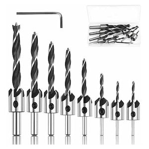 Set burghie pentru lemn  8 piese  HSS  dimensiuni 3x60mm  4x75mm  5x85mm  6x93mm  7x100mm  8x110mm  10x120mm  culoare neagra