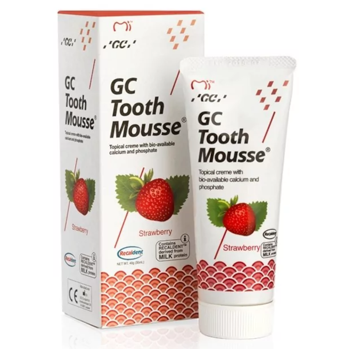 Crema topica GC Tooth Mousse pe baza de apa cu aroma de capsuni  40 g