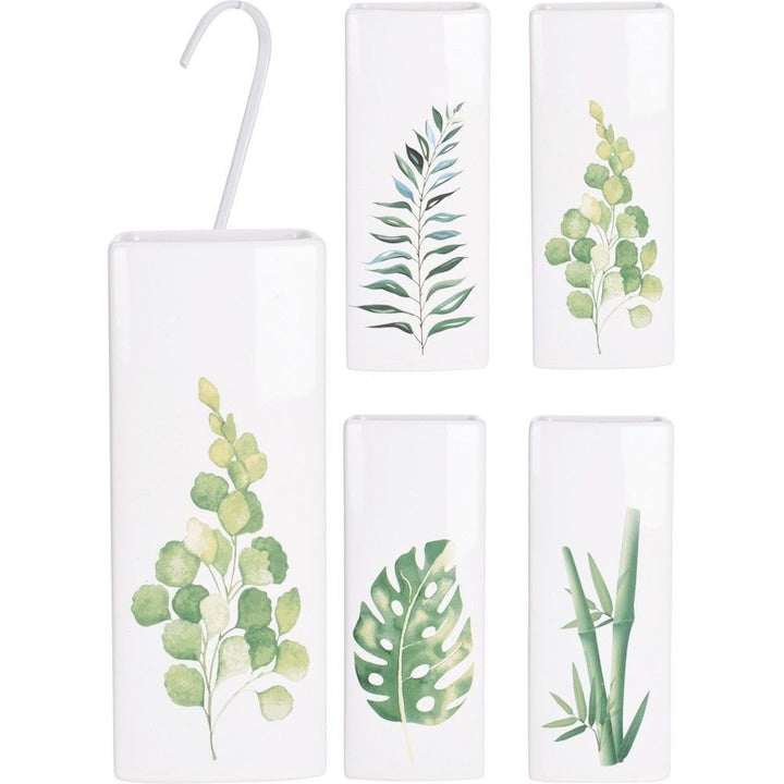 Umidificator ceramic pentru calorifer  HOME STYLING COLLECTION  300 ml  alb cu motive de frunze
