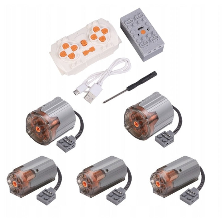 Set motoare de schimb pentru blocuri Technic  2 motoare XL  3 motoare M  gri  9 piese