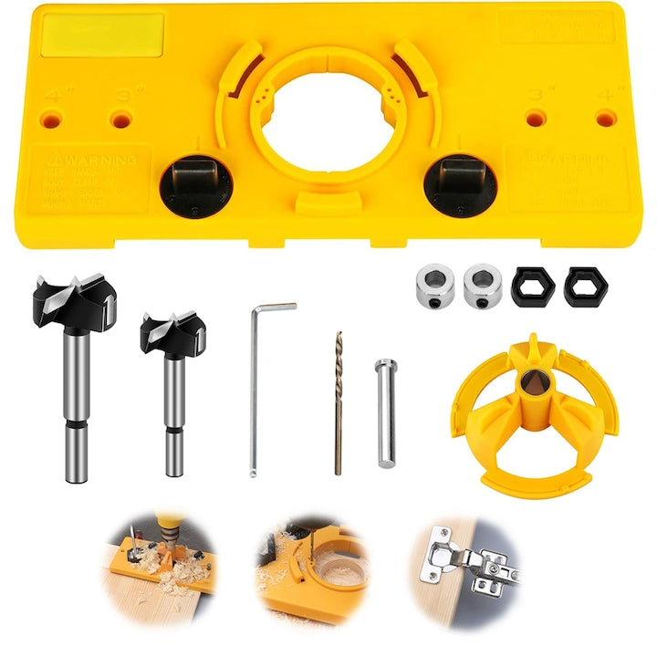 Piduules Hinge Jig Set with 35mm and 26mm Drill Bits for Cabinet Door Installation, Engineering Plastic