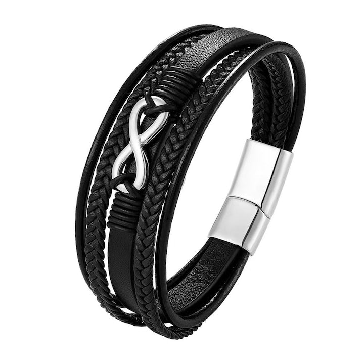 OEM - Bratara barbateasca  forma de cruce  Piele  tesuta manual in mai multe straturi  catarama cu magnet din otel inoxidabil  Credinta si protectie  Ambalaj rafinat  Potrivit pentru zile de nastere