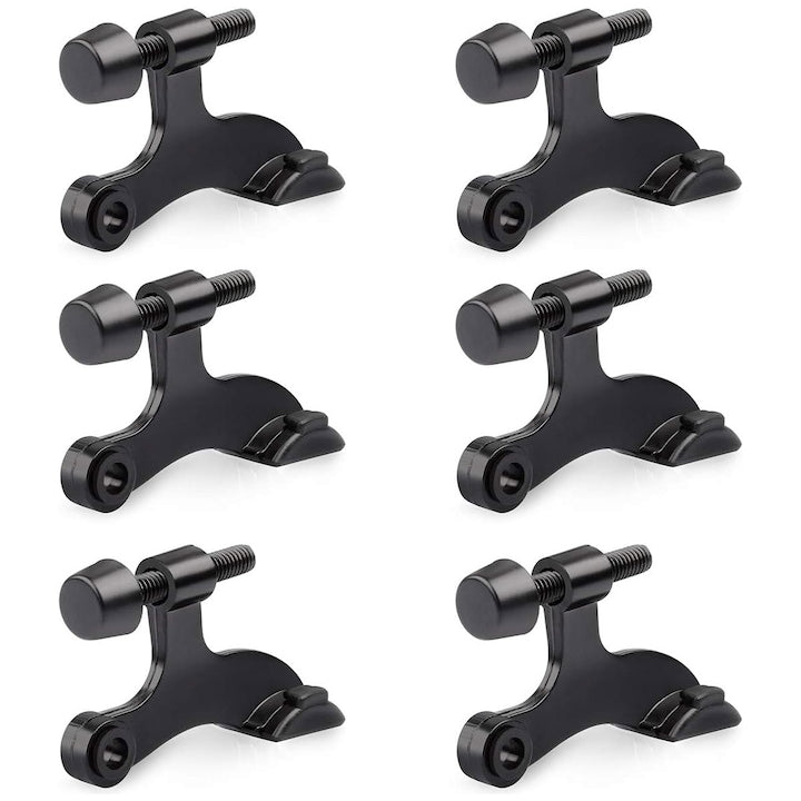 Set 6 opritoare de usa reglabile pentru usi cu balamale  aliaj de zinc  varf de cauciuc  2-1/2 x 1-3/4 inch  OUYLAF  Negru