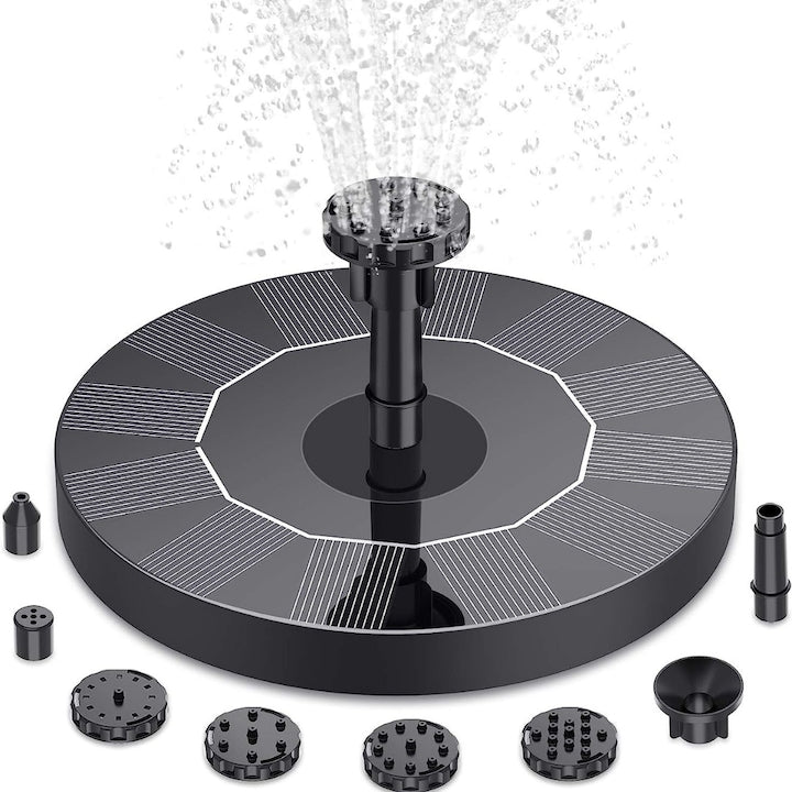 Fantana solara plutitoare cu 6 duze  panou monocristalin  pentru gradina  iaz mic  15x15x10cm