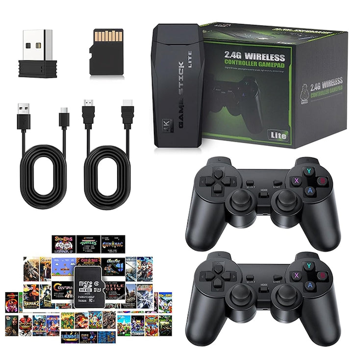 Consola de jocuri retro  Duueyct  20000+ jocuri  128GB  HDMI  Plug si Play  Operare usoara si de transportat  2 controlere wireless  Pentru TV  Proiector  Monitor  Negru