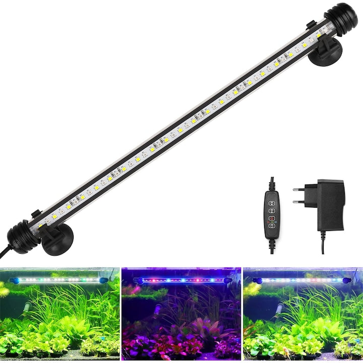 Lampa led pentru acvariu  3 moduri de iluminare  temporizator 6/10/12h  ip67  lumina multicolora  luminozitate reglabila  39 cm
