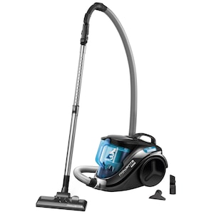 Aspirator fara sac Rowenta Compact Power Cyclonic RO3731EA  750 W  recipient praf 1.5l  motor EffiTech  filtru de inalta eficienta  sistem CleanExpress  raza de operare 8.8m  negru/albastru