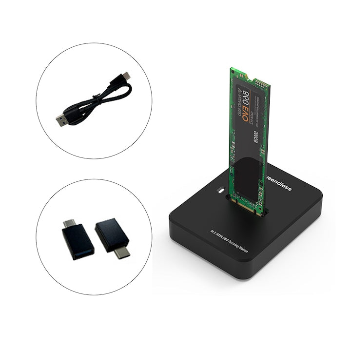 Adaptor M.2 SATA Ssd Pocket Usb-C 3.2 Drive  Protocolul unic Cu cablu USB + adapter，Compatibil SSD M.2 NGFF 2230/2242/2260/2280  transfer de mare viteza  stocare masiva  plug & play  racire super puternica  compact si usor  Negru