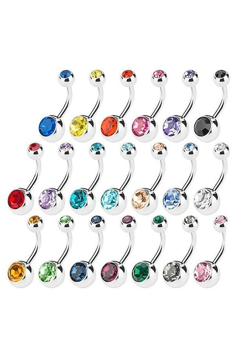Cafuneplus - Set of 20 copper/stainless steel/zirconia piercings, Multicolor