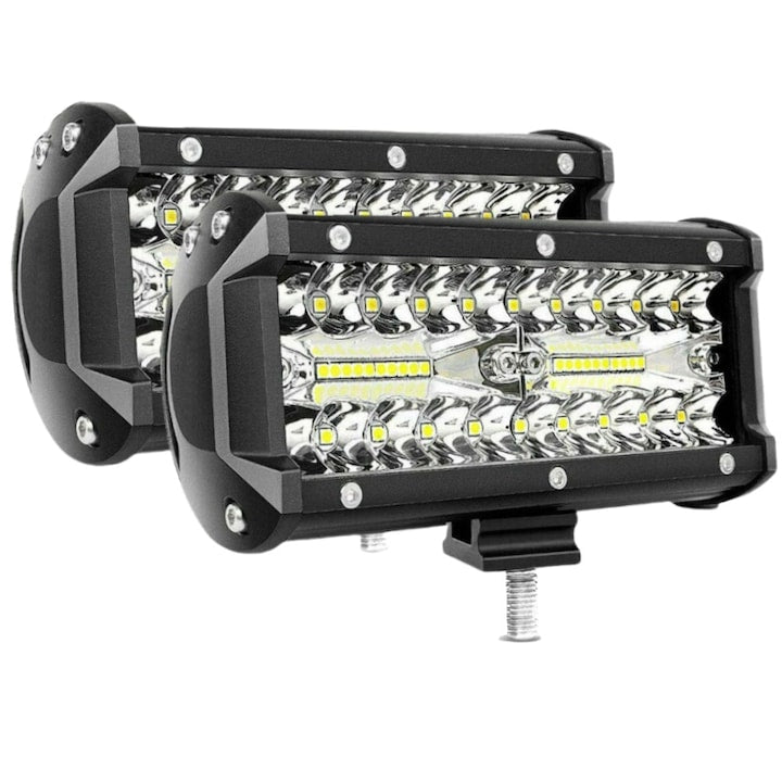 Set 2 Proiectoare LED auto Offroad  6.5 inch  120W  12000Lm  6000K  Rezistenta Apa IP67  carcasa din aluminiu  pentru SUV  ATV  Camion si Utilaje  Negru
