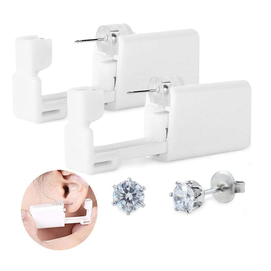 Kit de auto-piercing pentru uz casnic  Enforose  calitate profesionala  stifturi de cristal incluse  2 bucati  alb