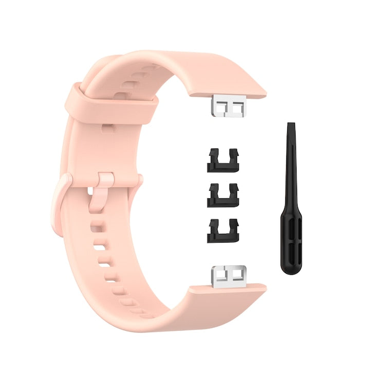 Curea ceas  pentru Huawei Watch Fit (TIA-B09/TIA-B19)/Fit new/FIT Special Edition(B39)  latime 22.7mm  din silicon  cu instrumente  Roz deschis