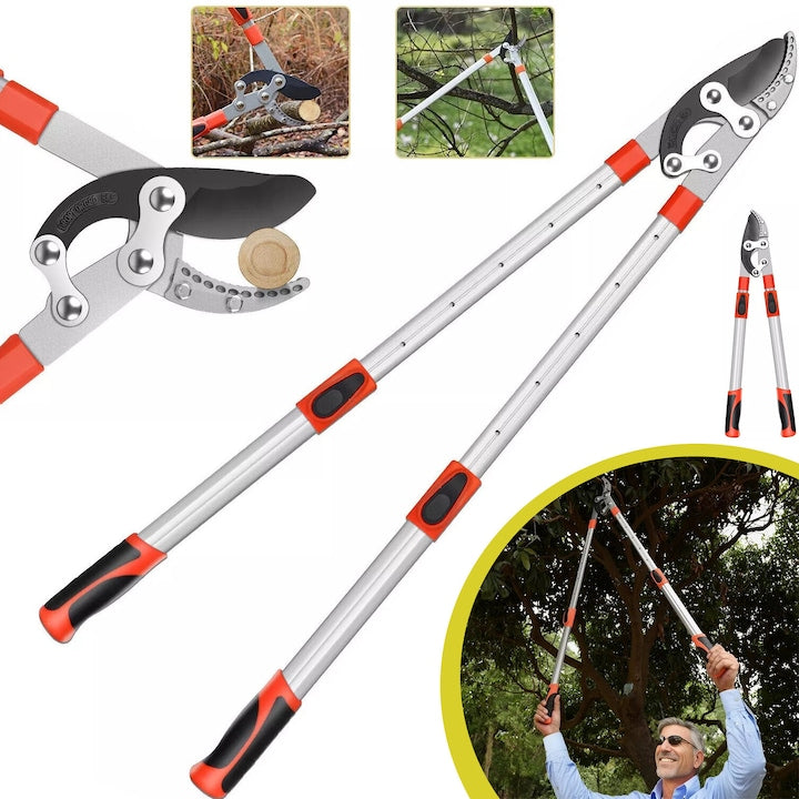 Foarfeca telescopică CHOOLY  69-100cm  lama otel SK-5  manere confortabile  argintie portocalie