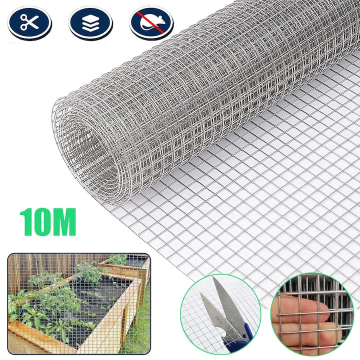 Galvanized metal mesh 10mx40cm 6x6mm silver