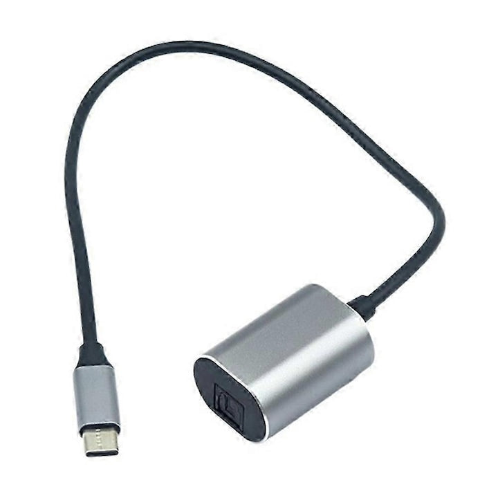 Adaptor USB C la S/PDIF optic  convertor audio digital  negru/gri  compact