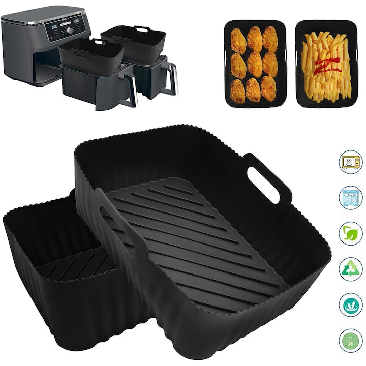 2 Pieces Silicone Liner for Air Fryer Ninja Ninja AF300EU AF400EU Salter Tower EUARY Reusable Air Fryer Accessories 19.5 x 12.7 x 7 cm