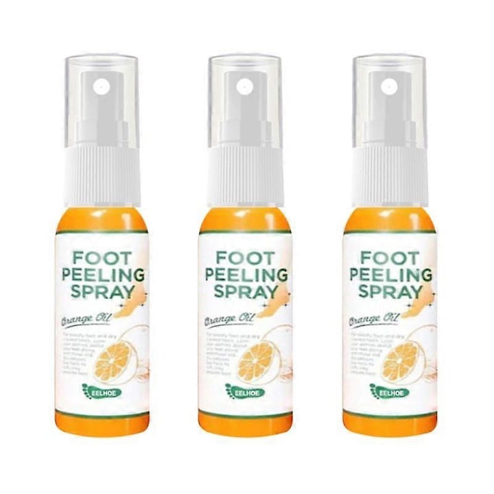Spray exfoliant pentru picioare  30ml  tratament pentru piele uscata  ulei esential de portocale  set de 3 bucati