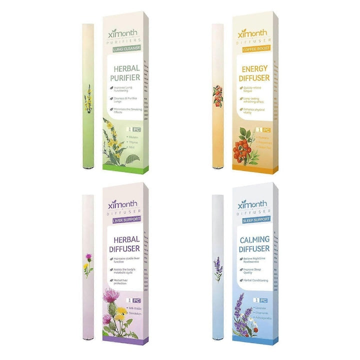 Set 4 Dispozitive Aromaterapie cu Mullein  Cimbru  Guarana  Extract de Ceai Verde  Menta si Mentol