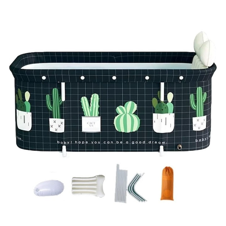 Cada pliabila portabila  Walalla  include 8 accesorii  constructie ingrosata cu 6 straturi  potrivita atat pentru apa calda  cat si rece  efecte terapeutice  potrivita pentru copii/adulti  120×50×55 cm  potrivita pentru utilizare in interior/exterior
