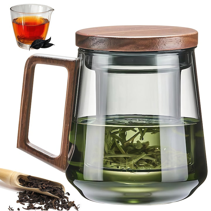 Cani cu infuzor si capac bambus  Ceainice cu infuzor din sticla si capac  Sticla borosilicata  Material de calitate alimentara  Material de calitate comestibila  Pentru ceai cu frunze libere  Transparent (500 ml)