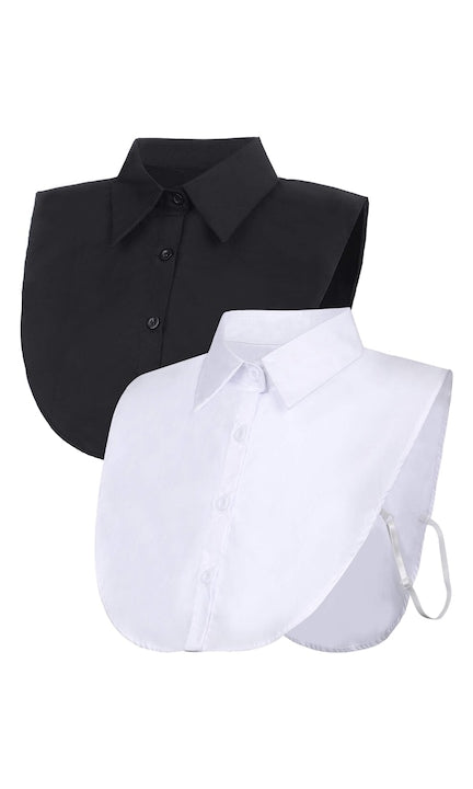 Nybgyy - Set 2 Guler de camasa clasic  din bumbac  marime universala  Alb/Negru