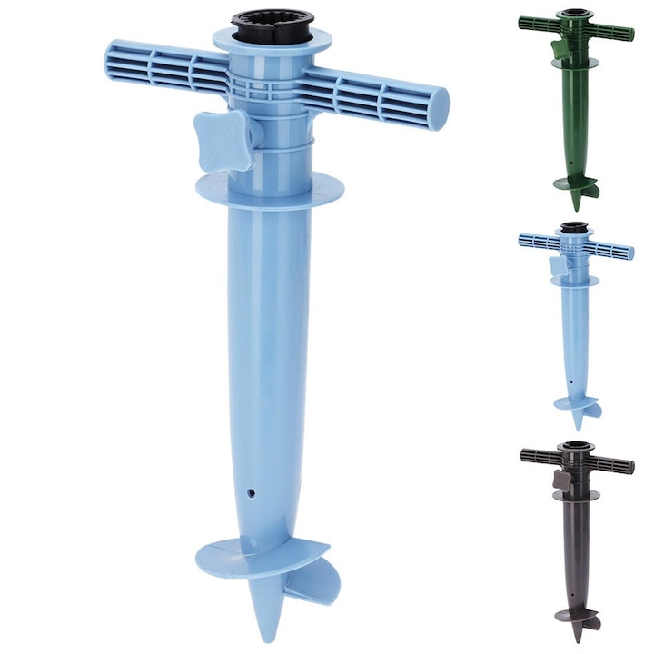 Suport Filetat Pentru Umbrela De Plaja Si Gradina  Koopman  Multicolor  Plastic Rezistent  Baza Fixare Nisip Si Pamant  Accesorii Vacanta Si Camping  Utilizare Usoara  Fixare Stabila