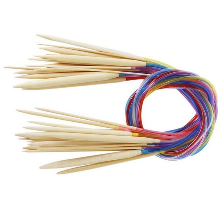 Set 18 andrele de tricotat  Multicolor  2.0 mm-10.0 mm  Bambus