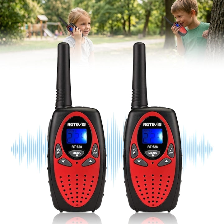 Set of 2 Walkie Talkie JFYU Portable Toy Radio for Kids, Communication Range Up To 3 Km, 8 Frequency Channels, VOX Function, LCD Display, Key Lock, Clear Sound, Electric Alert, Ideal For Children Aged 3+ Years, Red