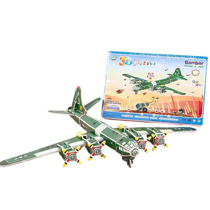 Creative 3D three-dimensional DIY cartoon EPS foam puzzle for early education, bomber, multicolor