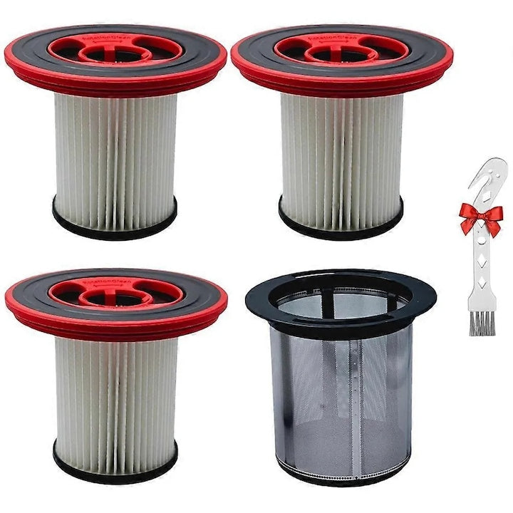 Set 3 bucati  filtru aspirator compatibil Bosch 12040193 Series 7 (BKS711XXL  BBS711W/01  BBS712A/01  BCS711A/01)  spalabil  reutilizabil  microfleece HEPA si pre-filtru din inox  109 mm inaltime x 93 mm diametru superior