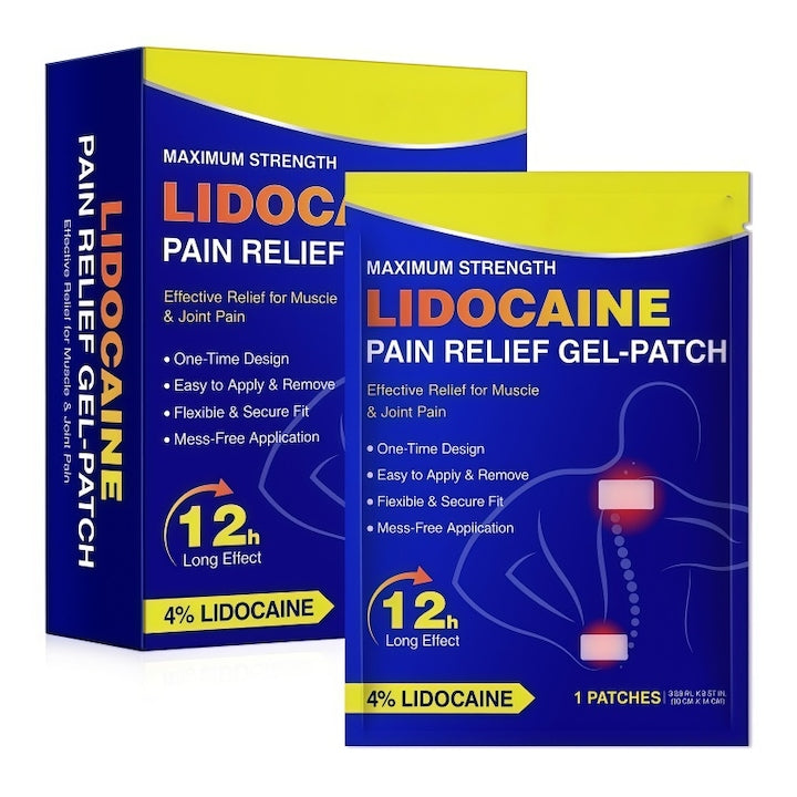 Set of 20 Pain Relief Patches for Muscle and Joint Pain, 4% Lidocaine, Fast Acting, Discreet, 10x15cm