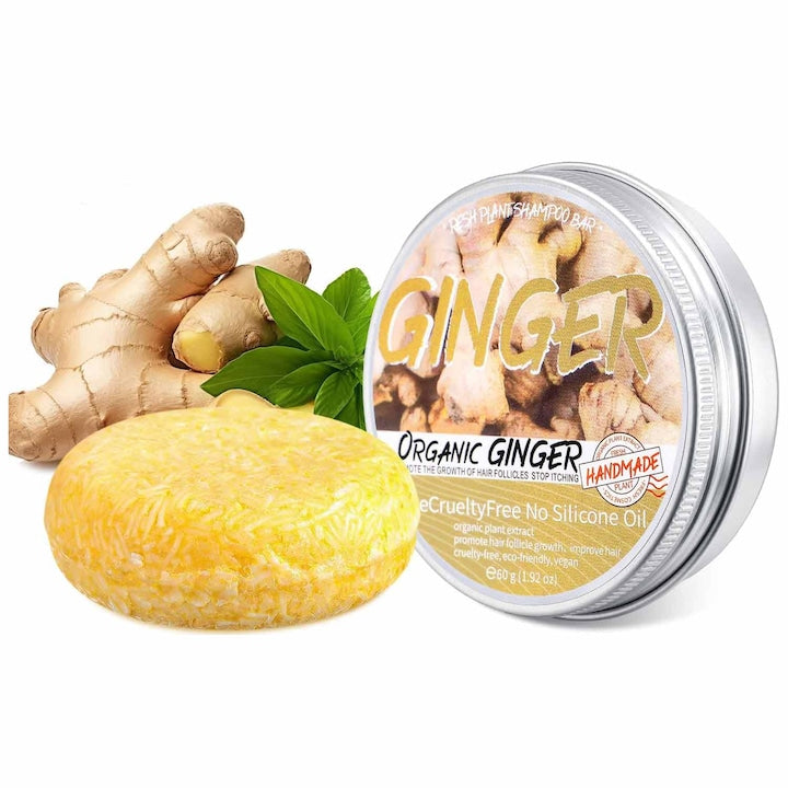 Sapun Sampon cu Ghimbir pentru Crestere Par – Formula Naturala Organica  Promoveaza Regenerarea Parului  60g