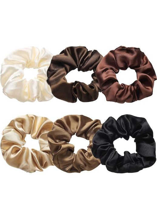 OEM - Set of 6 Multicolored Silk Elastic Hair Ribbons 11cm