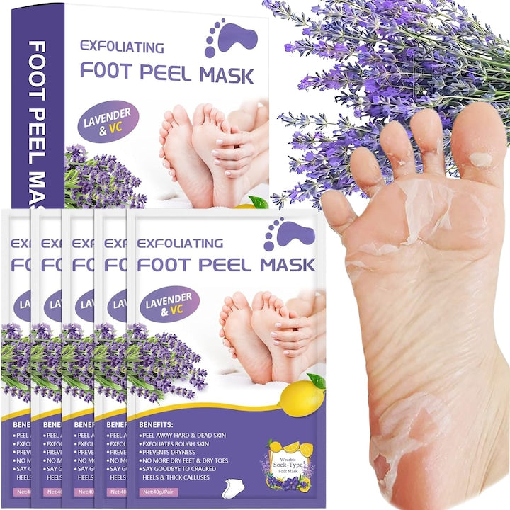 Masca Exfolianta pentru Picioare  Swejah 5 Perechi  Indeparteaza Pielea Uscata si Bataturile pentru Picioare Fine  Tratament pentru Calcaie Crapate si Dureroase  Lavanda