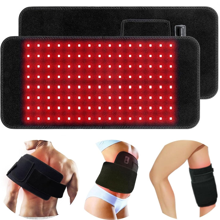 Dispozitiv Terapie cu Lumina Rosie  SANSES  120 LED-Uri  3 Niveluri de Reglare  cu Cronometru  Lumina Rosie 660 nm  Lumina Infrarosie 850 nm  Folosita pentru Corp  Spate  Genunchi  Umeri  Talie  Dureri Musculare  Portabila  Negru