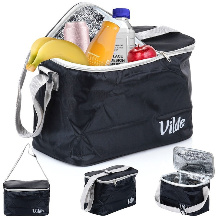 Geanta Termica  Vilde  Capacitate 10 L  31x17.5x20 cm  Fabricata Din Tesatura Din Poliester  Inchidere Cu Fermoar Dublu  Curea Reglabila  Materiale De Inalta Calitate  Neagra