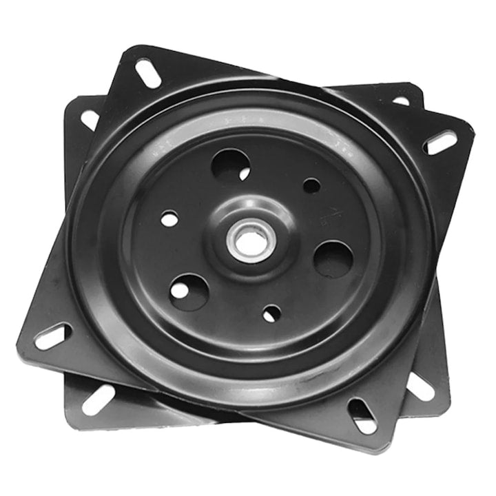 Placa rotativa pentru scaun YANYXR BCS2918134  otel laminat la rece  rotatie 360°  gauri laterale 6 mm  14.7 x 14.7 x 1.5 cm  negru