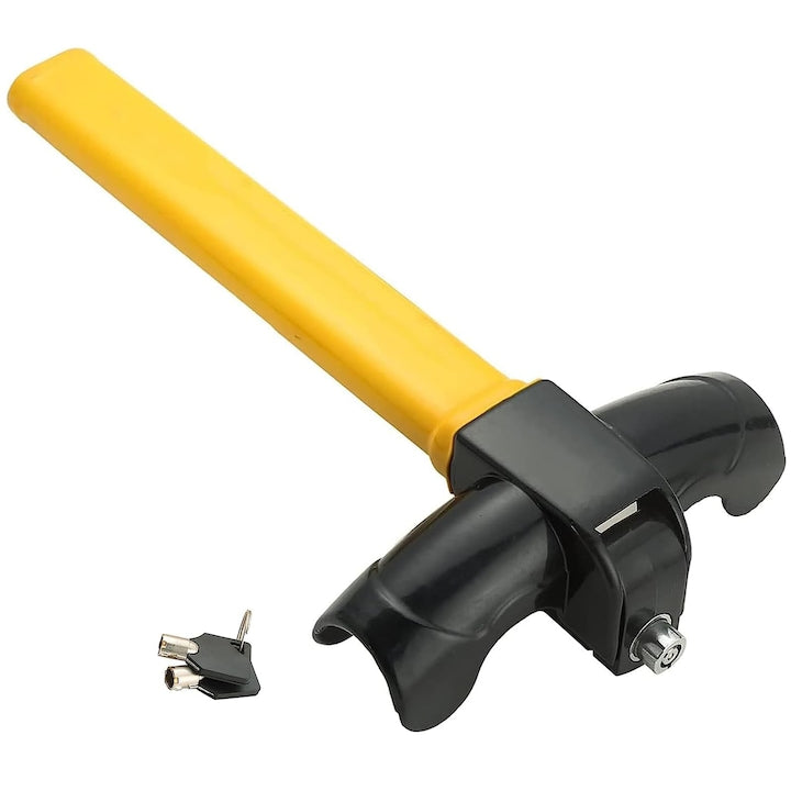 Car Steering Wheel Lock, Universal Anti-Theft Rotary Steering Wheel Security Lock with 2 Unique Cross Keys, Easy to Install, Wide Application for Most Cars, WALALLA, Yellow and Black