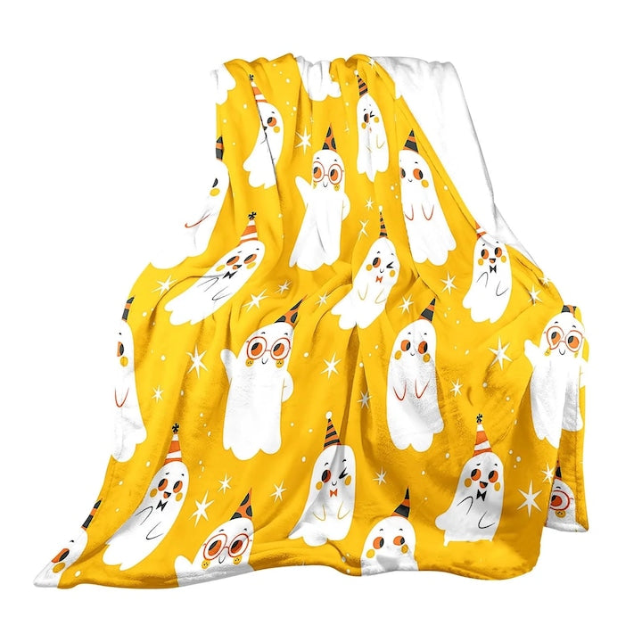 YANYXR Halloween Flannel Blanket White Ghost 120x150cm