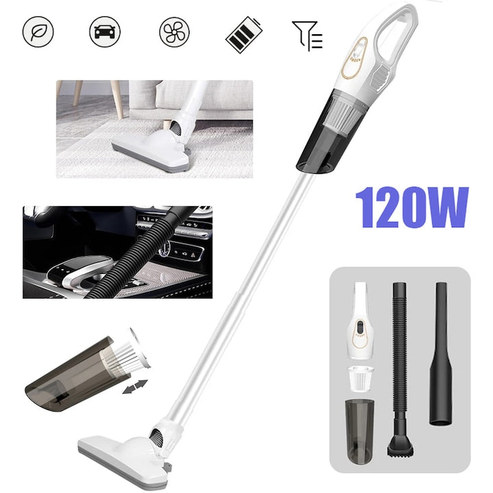 Lightweight Cordless Handheld Stick Vacuum Cleaner with Powerful 120W Motor, 5000Pa Multifunctional Mini Vacuum Cleaner for Household, Car, Home, Office, Pet Cleaning