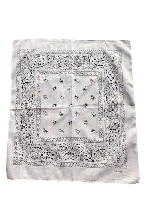 OEM - White Bandana Scarf with Print, Cotton, 54 x 54 cm